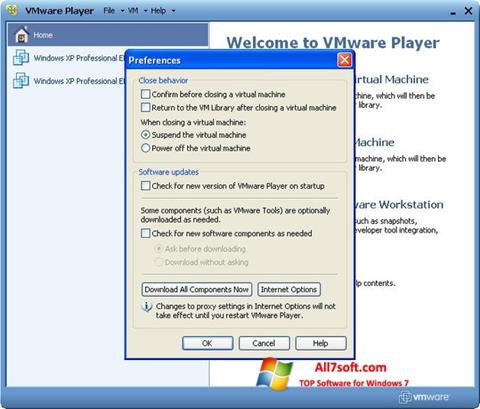 Ekraanipilt VMware Player Windows 7