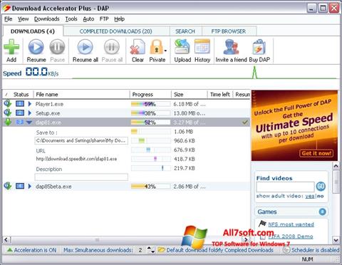 Ekraanipilt Download Accelerator Plus Windows 7