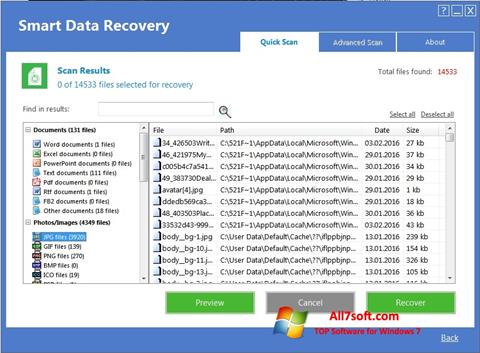 Ekraanipilt Smart Data Recovery Windows 7