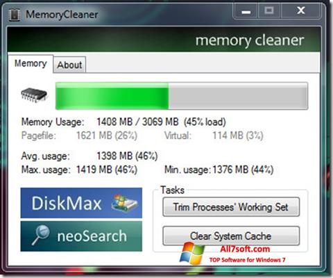Ekraanipilt Memory Cleaner Windows 7