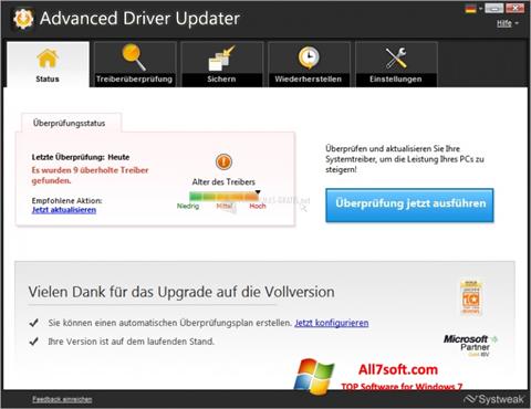 Ekraanipilt Advanced Driver Updater Windows 7