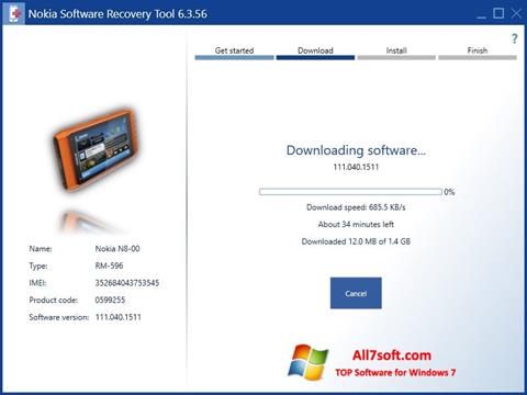 Ekraanipilt Nokia Software Recovery Tool Windows 7