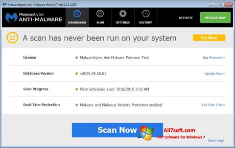 Ekraanipilt Malwarebytes Anti-Malware Windows 7