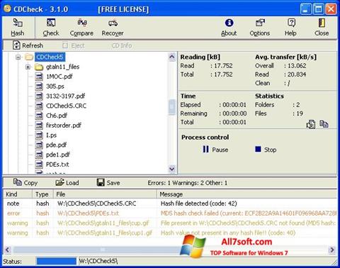 Ekraanipilt CDCheck Windows 7
