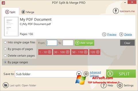 Ekraanipilt PDF Split and Merge Windows 7