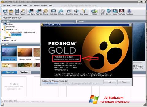 Ekraanipilt ProShow Gold Windows 7