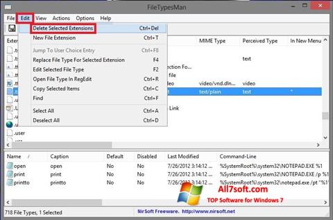 Ekraanipilt Unassociate File Types Windows 7