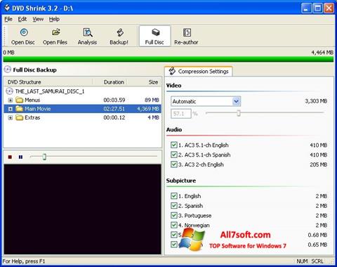 Ekraanipilt DVD Shrink Windows 7
