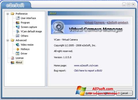 Ekraanipilt VCam Windows 7