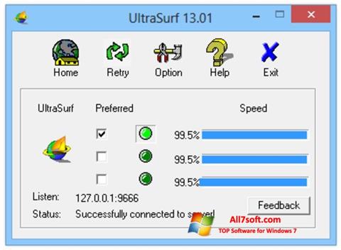 Ekraanipilt UltraSurf Windows 7