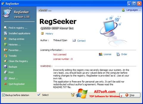 Ekraanipilt RegSeeker Windows 7