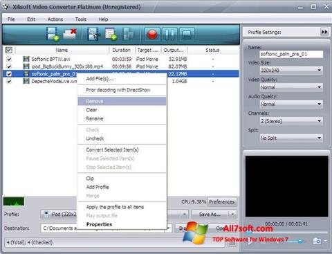 Ekraanipilt Xilisoft Video Converter Windows 7