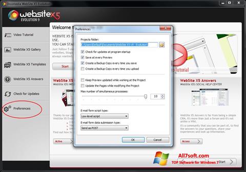 Ekraanipilt WebSite X5 Windows 7